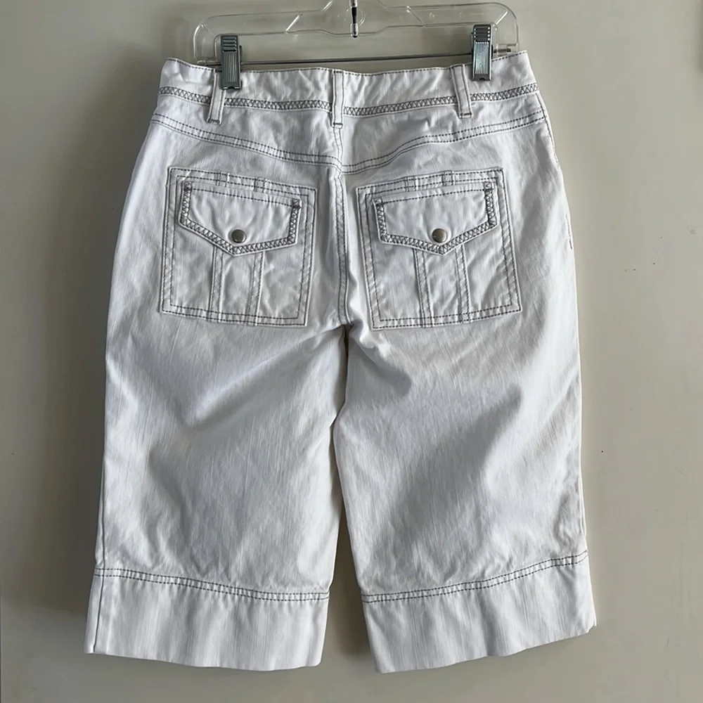 CAbi Women’s White Denim Bermuda Shorts.